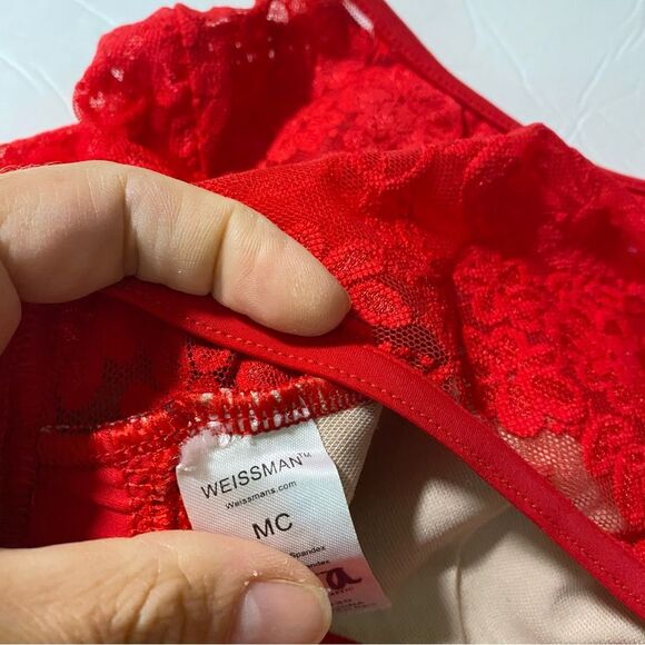 Weissman Elite dance costume red Lace Open Back Leotard long sleev SL10073 MC - Picture 6 of 10